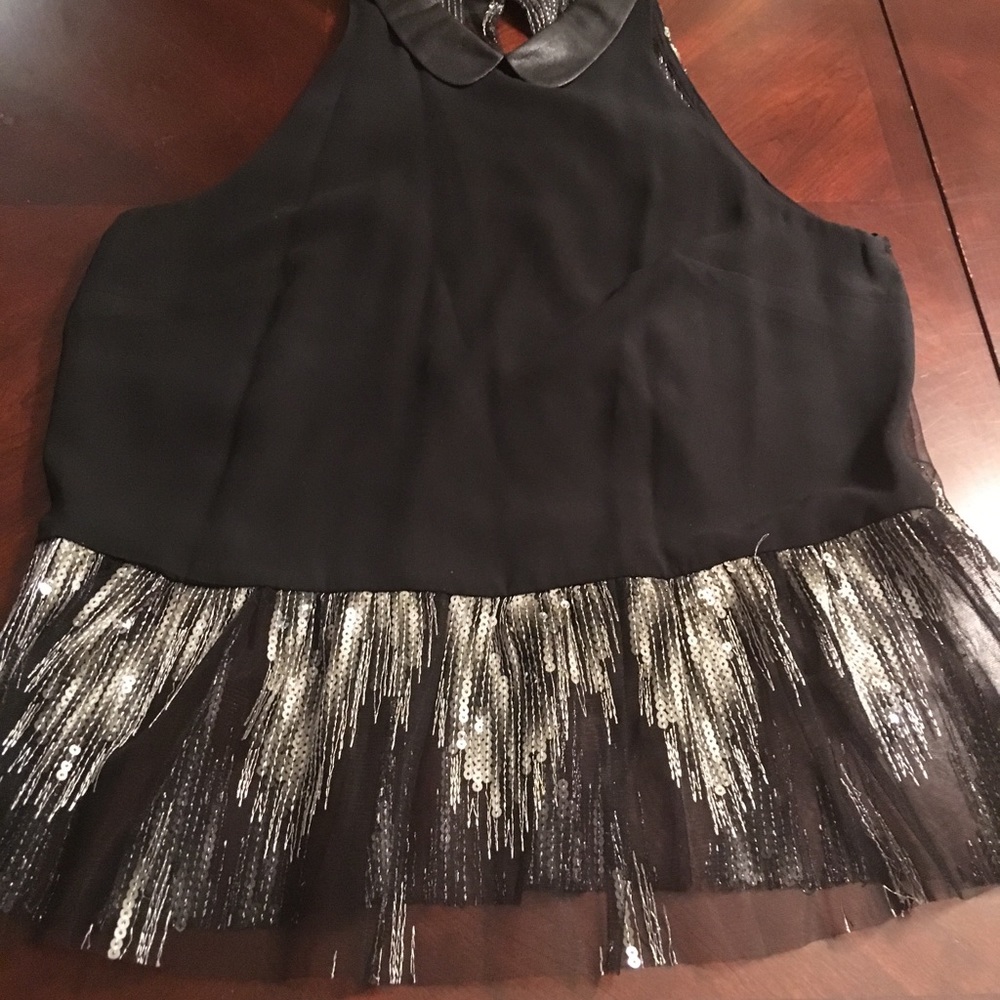 BCBG Black Peplum Top w/sequin